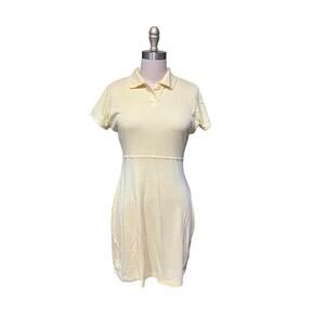 Sostanza Yellow Collared Polo Dress Preppy Y2K Tennis Core Sz S Vintage
